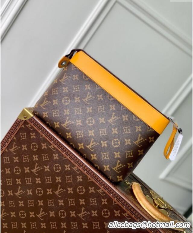 Top Grade Louis Vuitton Pochette Voyage Souple Pouch in Monogram Macassar Canvas M13198 Safran Yellow 2024