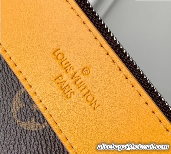 Top Grade Louis Vuitton Pochette Voyage Souple Pouch in Monogram Macassar Canvas M13198 Safran Yellow 2024