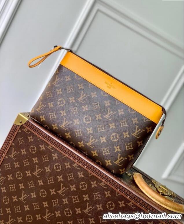 Top Grade Louis Vuitton Pochette Voyage Souple Pouch in Monogram Macassar Canvas M13198 Safran Yellow 2024