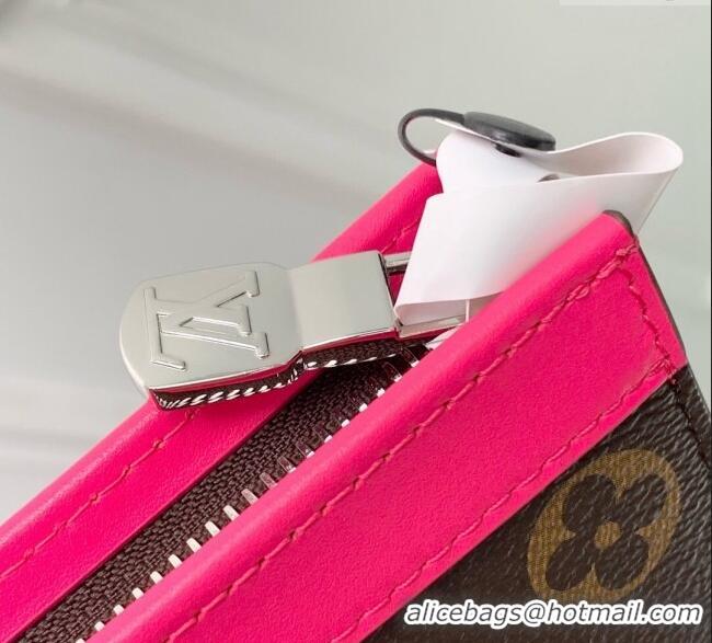 Pretty Style Louis Vuitton Pochette Voyage MM Pouch in Monogram Macassar Canvas M12818 Pondichery Pink 2024