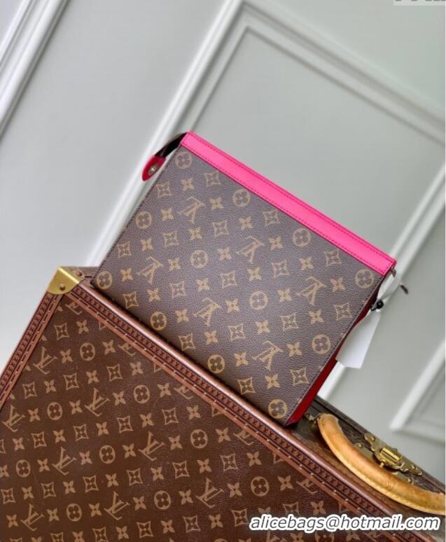 Pretty Style Louis Vuitton Pochette Voyage MM Pouch in Monogram Macassar Canvas M12818 Pondichery Pink 2024