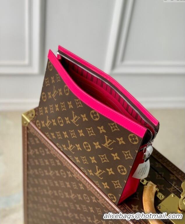 Pretty Style Louis Vuitton Pochette Voyage MM Pouch in Monogram Macassar Canvas M12818 Pondichery Pink 2024