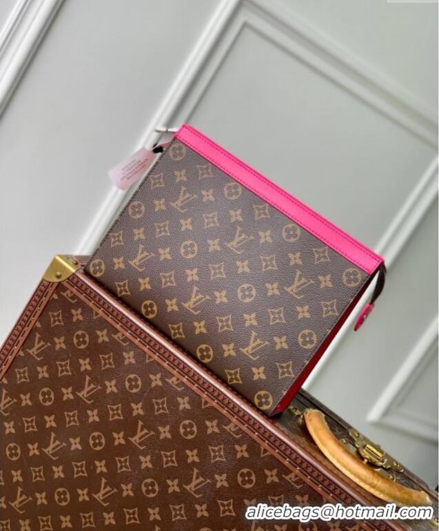 Pretty Style Louis Vuitton Pochette Voyage MM Pouch in Monogram Macassar Canvas M12818 Pondichery Pink 2024