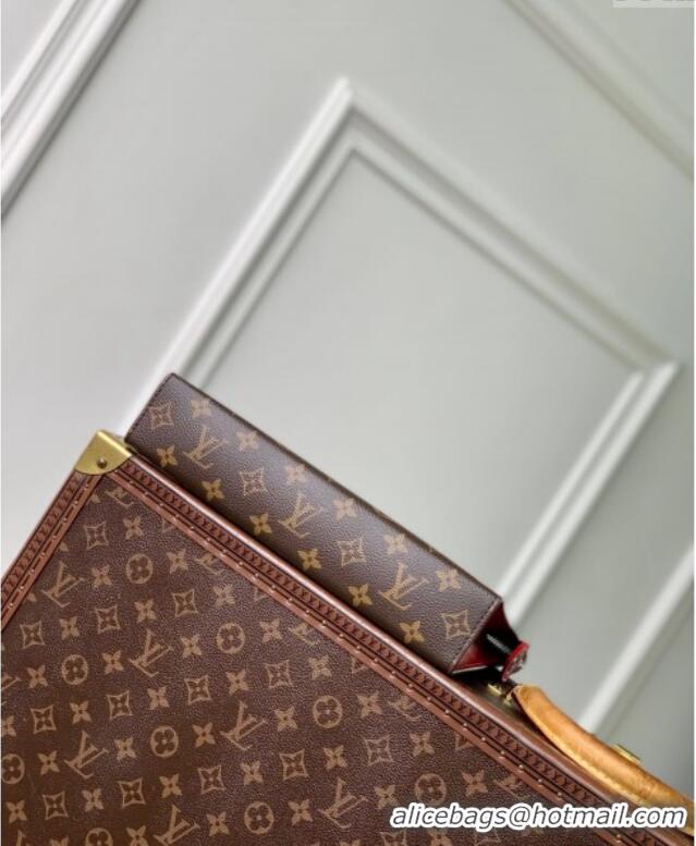 Top Design Louis Vuitton Pochette Voyage MM Pouch in Monogram Macassar Canvas M12820 Red 2024