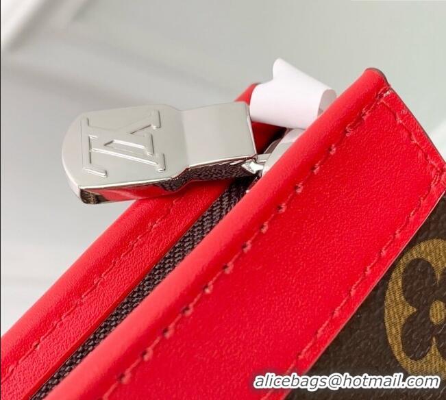 Top Design Louis Vuitton Pochette Voyage MM Pouch in Monogram Macassar Canvas M12820 Red 2024