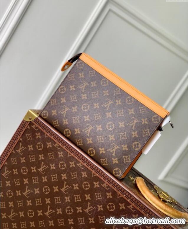 Super Quality Louis Vuitton Pochette Voyage MM Pouch in Monogram Macassar Canvas M12820 Safran Yellow 2024