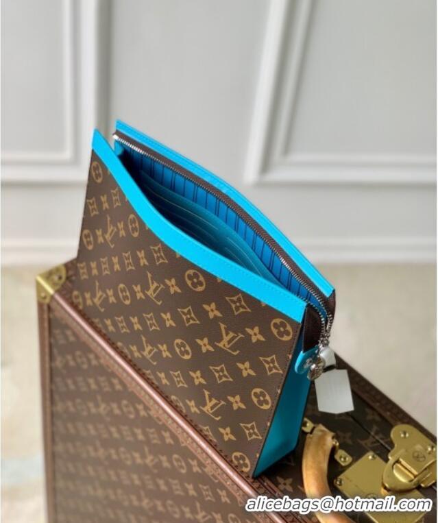 Low Cost Louis Vuitton Pochette Voyage MM Pouch in Monogram Macassar Canvas M12815 Gaston Blue 2024