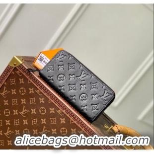 Top Grade Louis Vuitton Zippy Wallet Horizontal Black Grained Monogram Leather M11721 2024