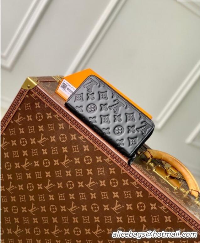 Luxury Cheap Louis Vuitton Zippy Wallet Horizontal Black Monogram Embossed Leather M11721 2024