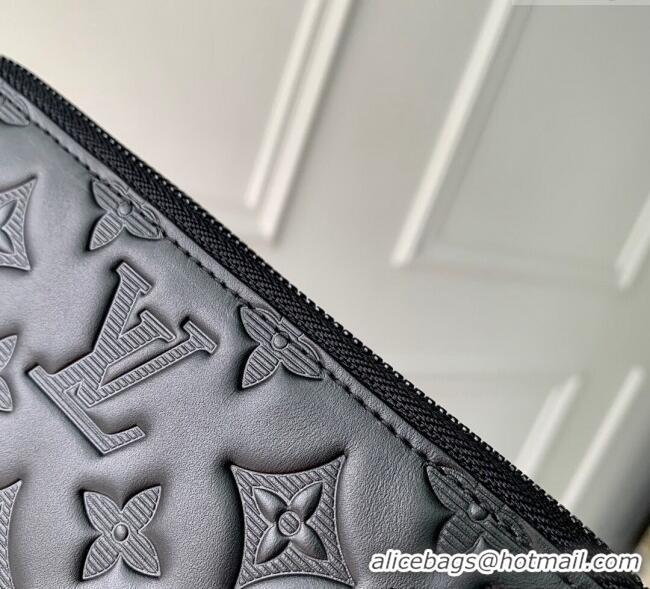 Luxury Cheap Louis Vuitton Zippy Wallet Horizontal Black Monogram Embossed Leather M11721 2024