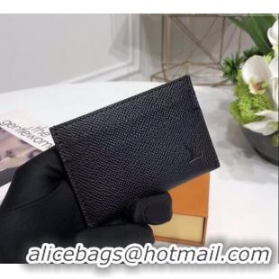 Pretty Style Louis Vuitton Card Holder Wallet in Black Grained Leather M60703 2024