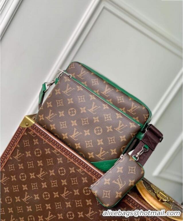 Best Price Louis Vuitton Mens Trio Messenger bag in Monogram Macassar Canvas M12766 Borneo Green 2024