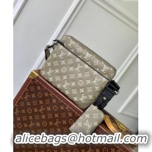 Big Discount Louis Vuitton Trio Messenger bag in Monogram Shadow Calfskin M12490 Khaki Grey 2024