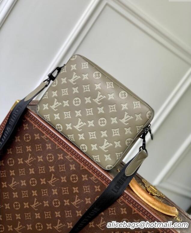 Big Discount Louis Vuitton Trio Messenger bag in Monogram Shadow Calfskin M12490 Khaki Grey 2024