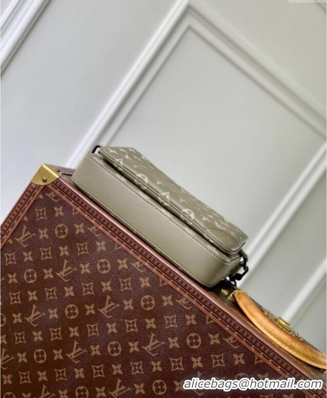 Big Discount Louis Vuitton Trio Messenger bag in Monogram Shadow Calfskin M12490 Khaki Grey 2024