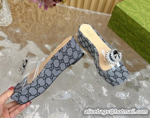 Low Cost Gucci GG Canvas and PVC Platform Slide Sandals 6.5cm Grey 1119067