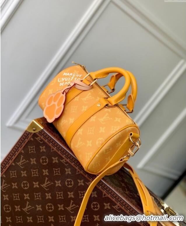 Famous Brand Louis Vuitton Keepall Bandouliere 25 Bag in Yellow Monogram Heritage Canvas M13166 2024