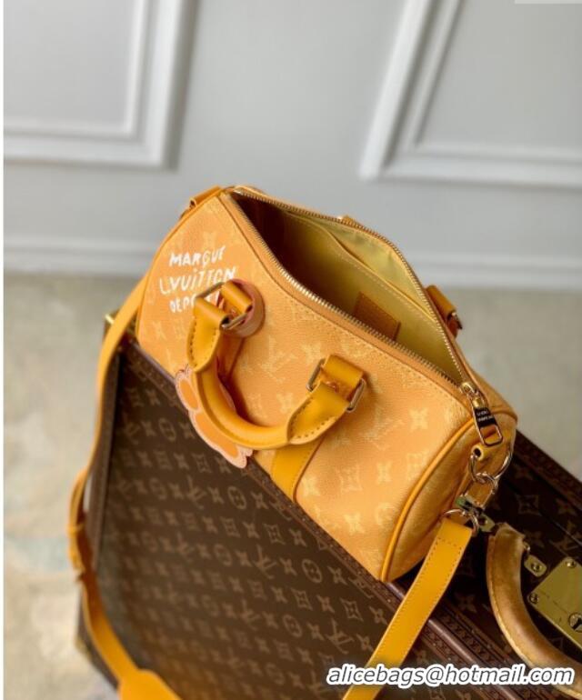 Famous Brand Louis Vuitton Keepall Bandouliere 25 Bag in Yellow Monogram Heritage Canvas M13166 2024