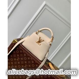 New Fashion Louis Vuitton Capucines Mini Bag in Taurillon Leather M23944 Quartz White 2024