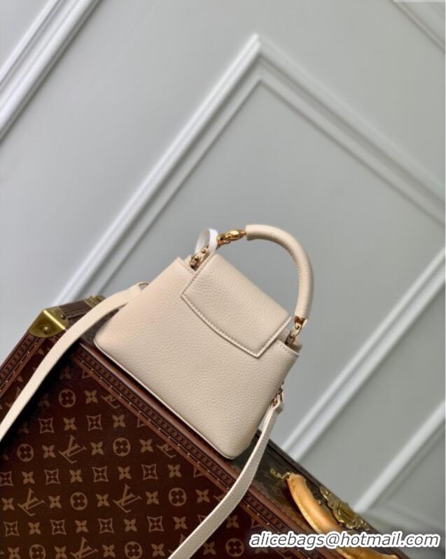 New Fashion Louis Vuitton Capucines Mini Bag in Taurillon Leather M23944 Quartz White 2024