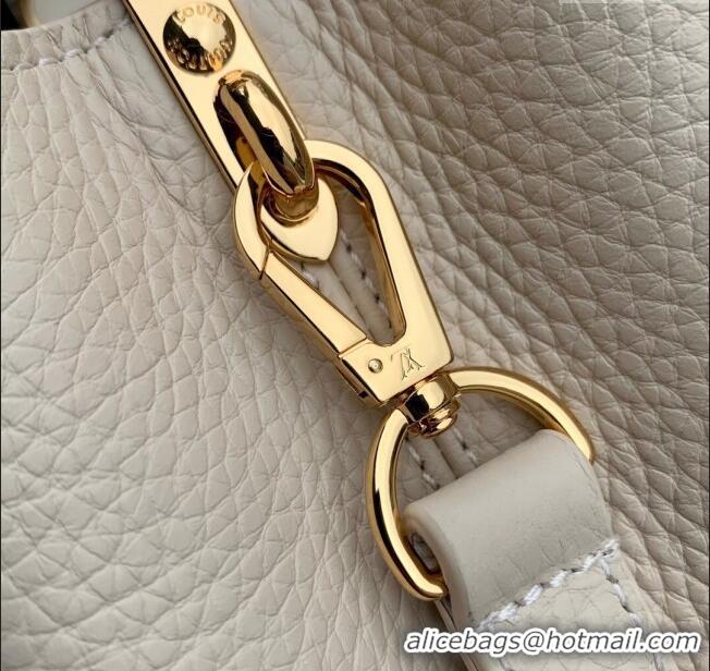 New Fashion Louis Vuitton Capucines Mini Bag in Taurillon Leather M23944 Quartz White 2024