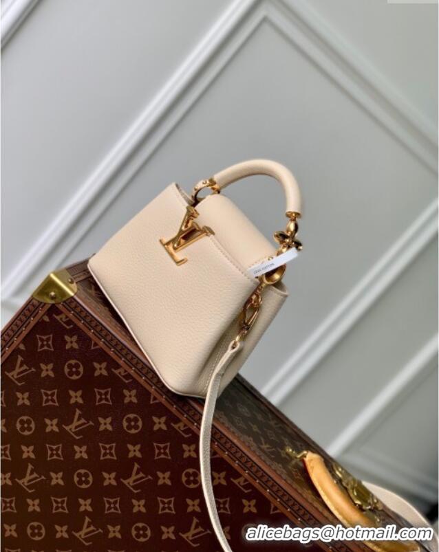 New Fashion Louis Vuitton Capucines Mini Bag in Taurillon Leather M23944 Quartz White 2024