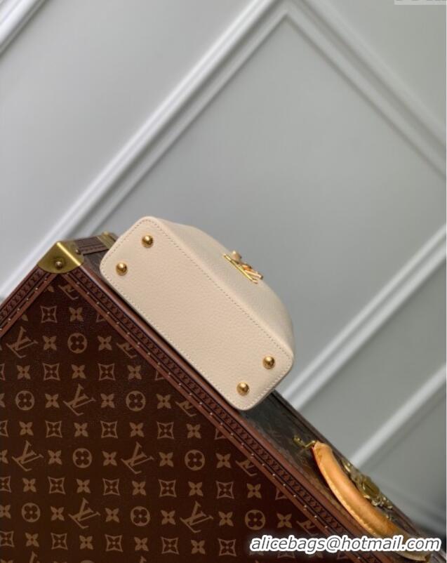 New Fashion Louis Vuitton Capucines Mini Bag in Taurillon Leather M23944 Quartz White 2024