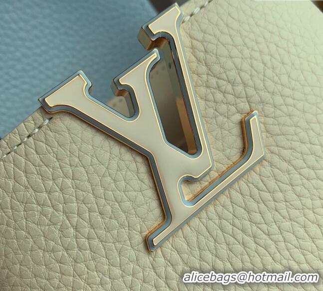 Buy Discount Louis Vuitton Capucines Nano Bag in Taurillon Leather with Lovelock Chain M23952 Beige/Blue 2024