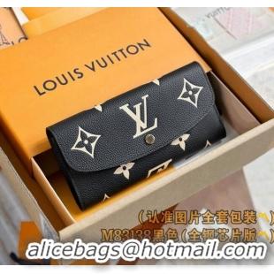 Famous Brand Louis Vuitton Emilie Wallet in Monogram Grained Cowhide Leather M83138 Black 2024