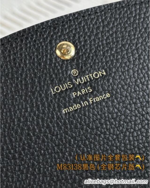 Famous Brand Louis Vuitton Emilie Wallet in Monogram Grained Cowhide Leather M83138 Black 2024