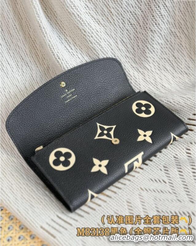 Famous Brand Louis Vuitton Emilie Wallet in Monogram Grained Cowhide Leather M83138 Black 2024