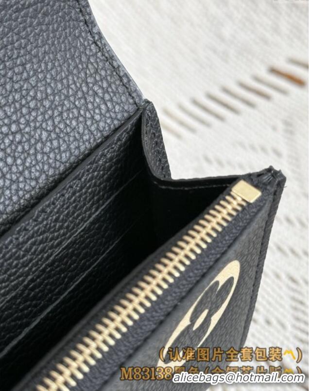 Famous Brand Louis Vuitton Emilie Wallet in Monogram Grained Cowhide Leather M83138 Black 2024