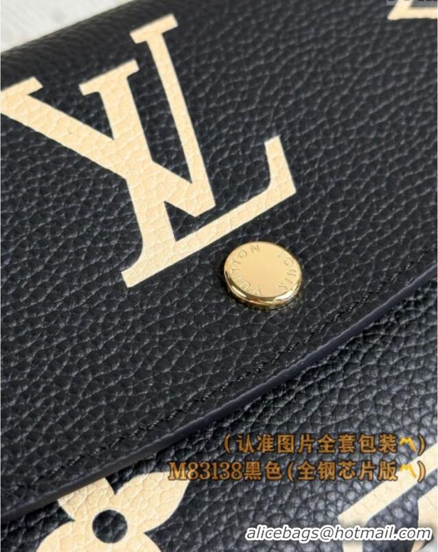 Famous Brand Louis Vuitton Emilie Wallet in Monogram Grained Cowhide Leather M83138 Black 2024