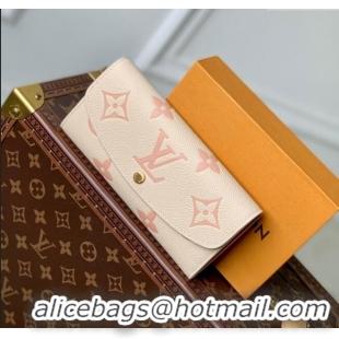 Best Price Louis Vuitton Emilie Wallet in Monogram Grained Cowhide Leather M82341 Creme /Arizona 2024