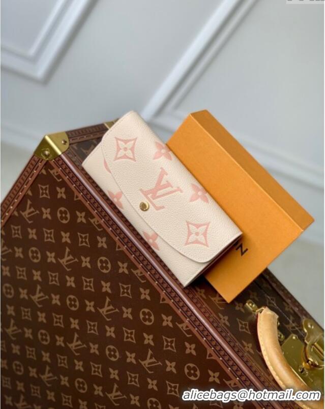 Best Price Louis Vuitton Emilie Wallet in Monogram Grained Cowhide Leather M82341 Creme /Arizona 2024