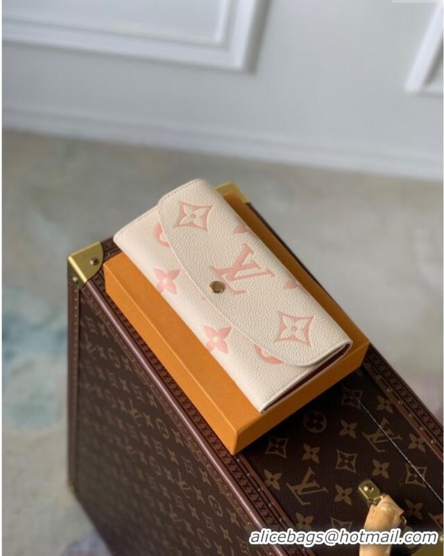 Best Price Louis Vuitton Emilie Wallet in Monogram Grained Cowhide Leather M82341 Creme /Arizona 2024