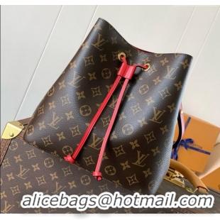 Top Quality Louis Vuitton NeoNoe MM Bucket Bag in Monogram Canvas M44021 Red 2024