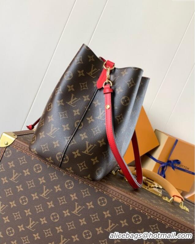 Top Quality Louis Vuitton NeoNoe MM Bucket Bag in Monogram Canvas M44021 Red 2024