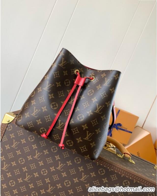 Top Quality Louis Vuitton NeoNoe MM Bucket Bag in Monogram Canvas M44021 Red 2024