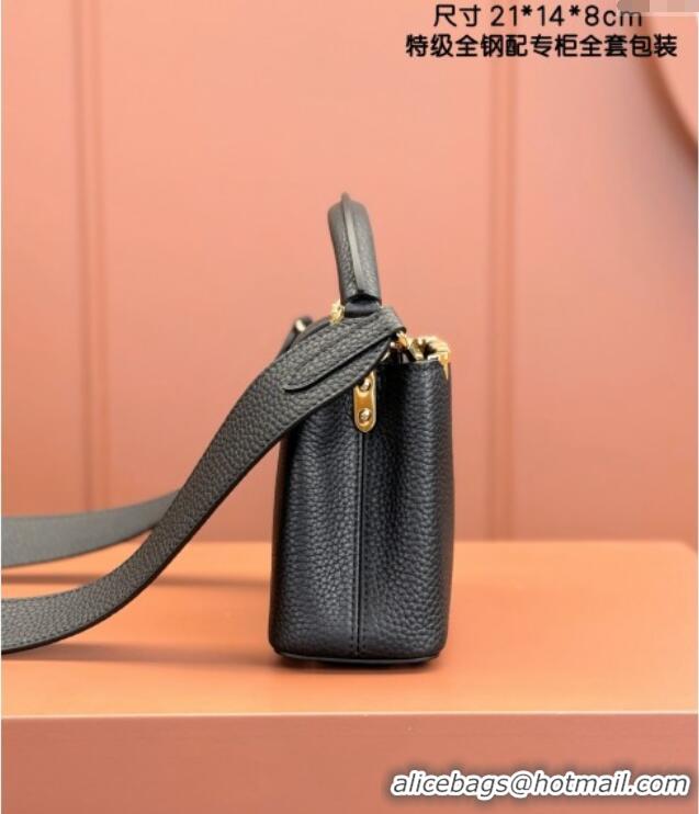 Famous Brand Louis Vuitton Capucines Mini Bag in Taurillon Leather M56669 Black 2024