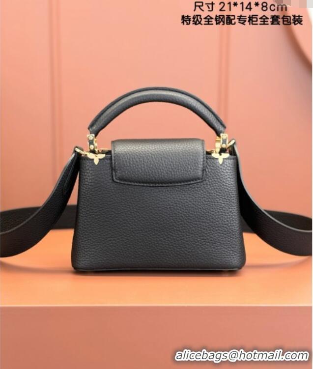 Famous Brand Louis Vuitton Capucines Mini Bag in Taurillon Leather M56669 Black 2024