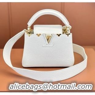 Well Crafted Louis Vuitton Capucines Mini Bag in Taurillon Leather M56669 White 2024