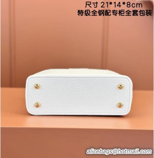 Well Crafted Louis Vuitton Capucines Mini Bag in Taurillon Leather M56669 White 2024