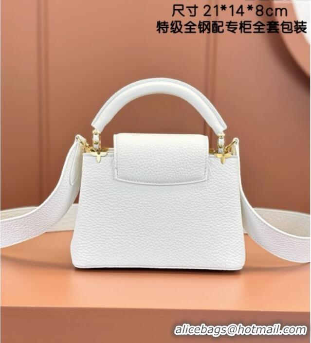 Well Crafted Louis Vuitton Capucines Mini Bag in Taurillon Leather M56669 White 2024