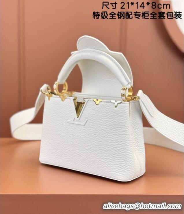 Well Crafted Louis Vuitton Capucines Mini Bag in Taurillon Leather M56669 White 2024