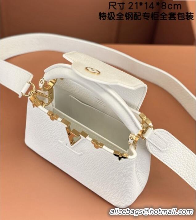 Well Crafted Louis Vuitton Capucines Mini Bag in Taurillon Leather M56669 White 2024