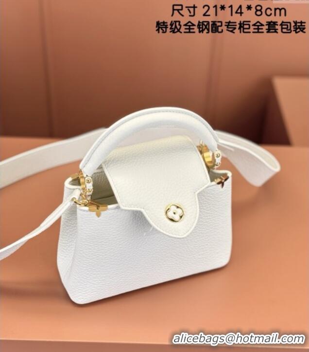 Well Crafted Louis Vuitton Capucines Mini Bag in Taurillon Leather M56669 White 2024