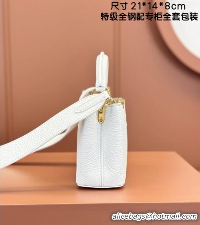 Well Crafted Louis Vuitton Capucines Mini Bag in Taurillon Leather M56669 White 2024