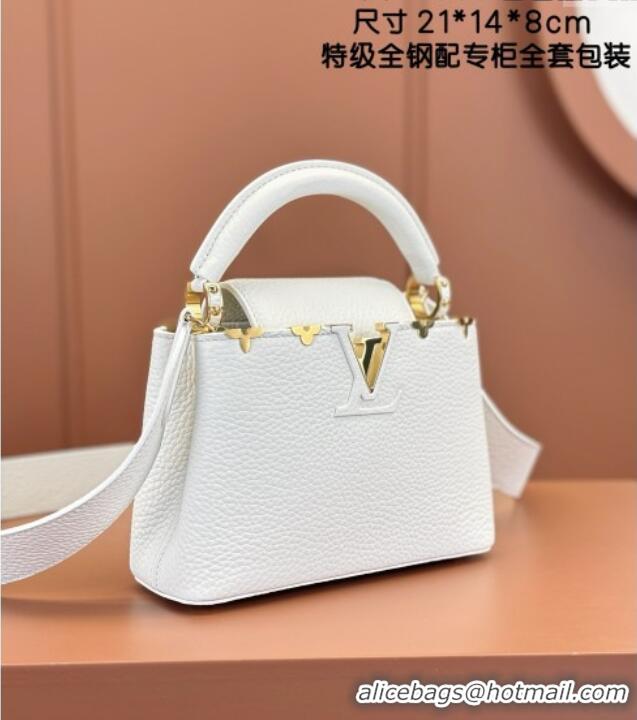 Well Crafted Louis Vuitton Capucines Mini Bag in Taurillon Leather M56669 White 2024