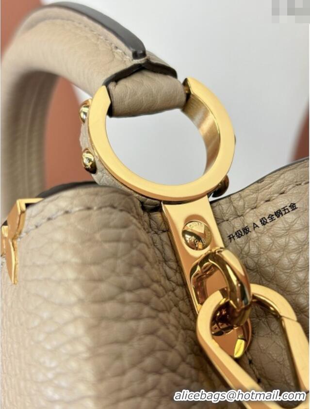 Famous Brand Louis Vuitton Capucines Mini Bag in Taurillon Leather M56669 Grey 2024